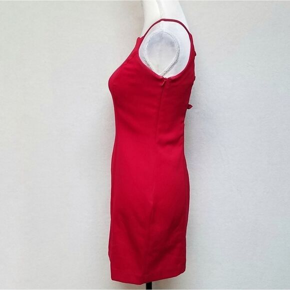 VINTAGE Dawn Joy Red Bow Cage Back Bodycon Dress - Picture 9 of 14